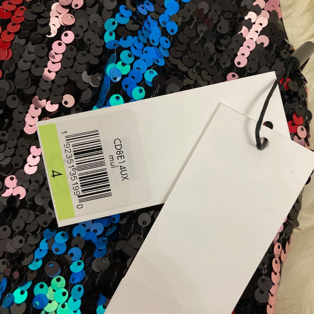 CALVIN KLEIN SEQUINED METALLIC SHIFT DRESS - Picture 6 of 9
